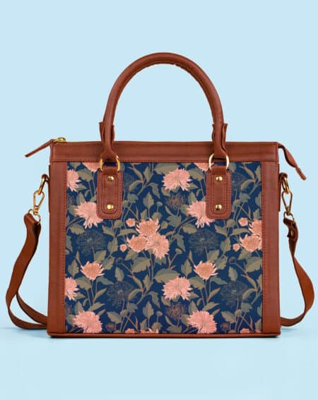 Satchel Bag | Chrysanthemum Floral - Blue